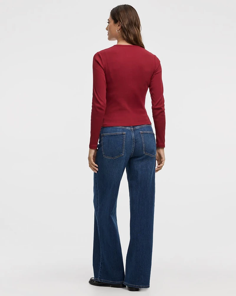Long-Sleeve Crew-Neck Cardigan