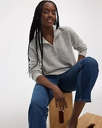 Long-Sleeve Mock-Neck Top with Half Zip