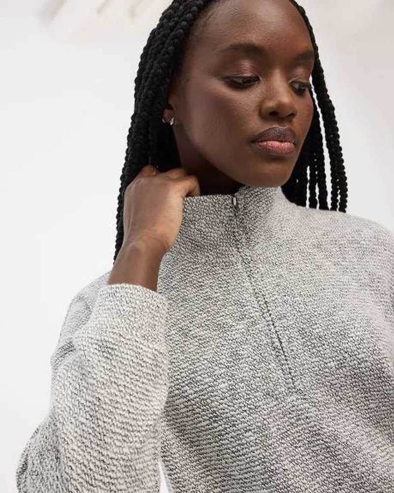 Long-Sleeve Mock-Neck Top with Half Zip