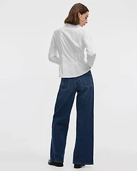 Long-Sleeve Cinched Poplin Shirt