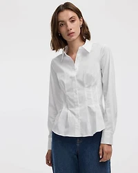 Long-Sleeve Cinched Poplin Shirt