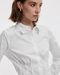 Long-Sleeve Cinched Poplin Shirt