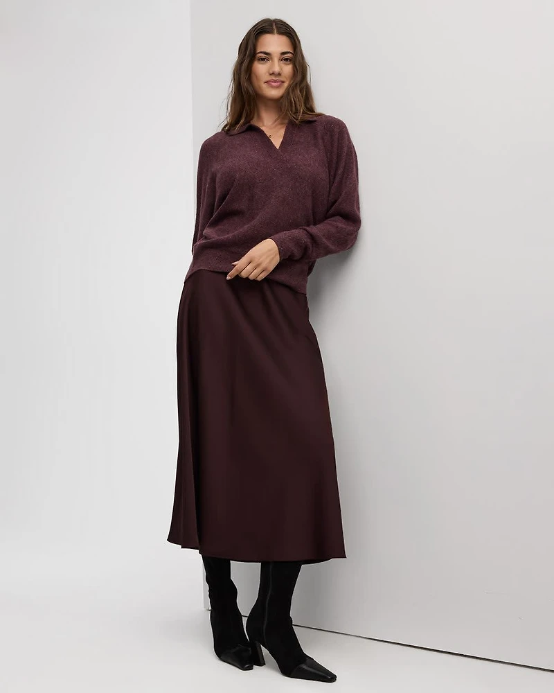 Satin A-Line Midi Skirt