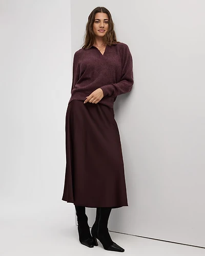 Satin A-Line Midi Skirt