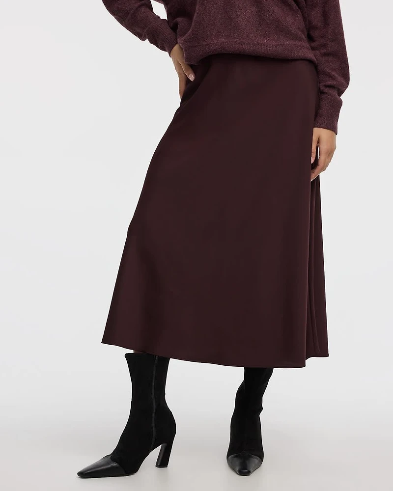 Satin A-Line Midi Skirt