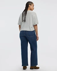 Cashmere-Blend Short-Sleeve Crew-Neck Loose Sweater