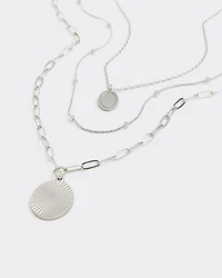 Multi-Chain Necklace with Round Pendants