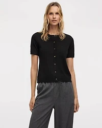 Short-Sleeve Buttoned-Down Cardigan