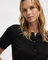 Short-Sleeve Buttoned-Down Cardigan