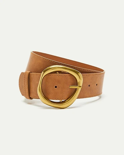 Ceinture large en faux cuir à boucle audacieuse