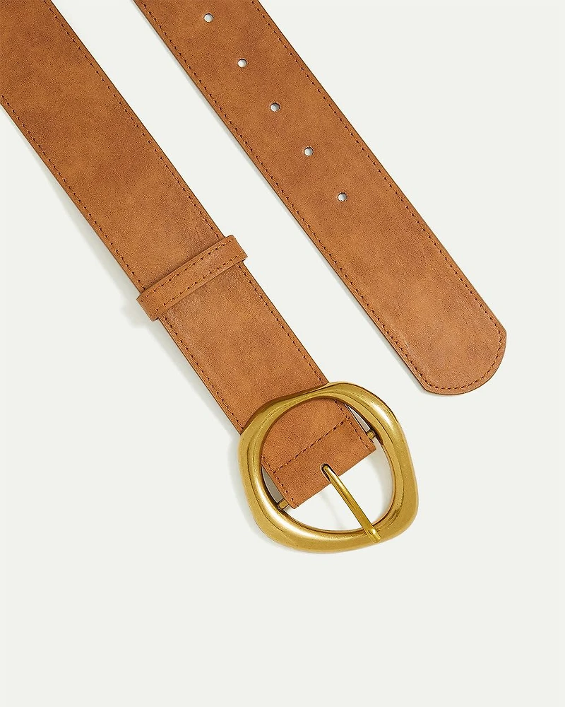 Ceinture large en faux cuir à boucle audacieuse