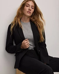 Fitted One-Button Knit Blazer