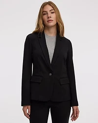 Fitted One-Button Knit Blazer