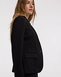 Fitted One-Button Knit Blazer