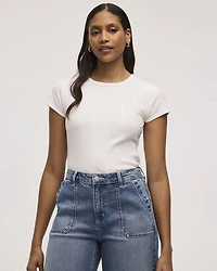 T-shirt ajusté et côtelé à col rond
