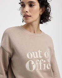 Long-Sleeve Crew-Neck Fleece Sweatshirt with Quotes