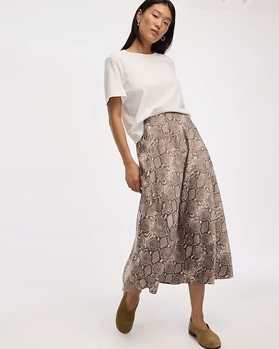 A-Line Midi Satin Skirt