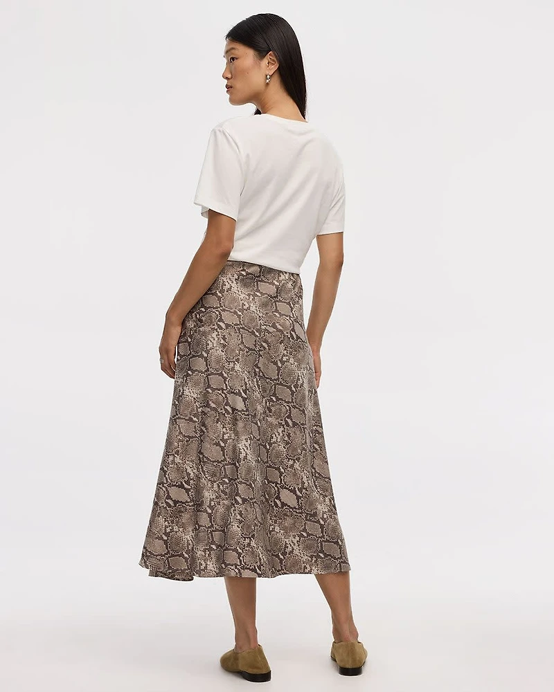 A-Line Midi Satin Skirt