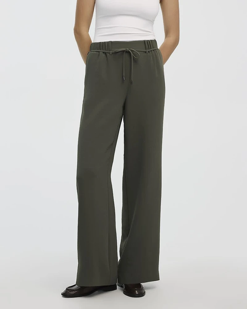 Wide-Leg High-Rise Crepe Pant