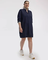 Long-Sleeve Half-Zip Mock-Neck Fleece Dress