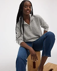 Long-Sleeve Mock-Neck Top with Half Zip