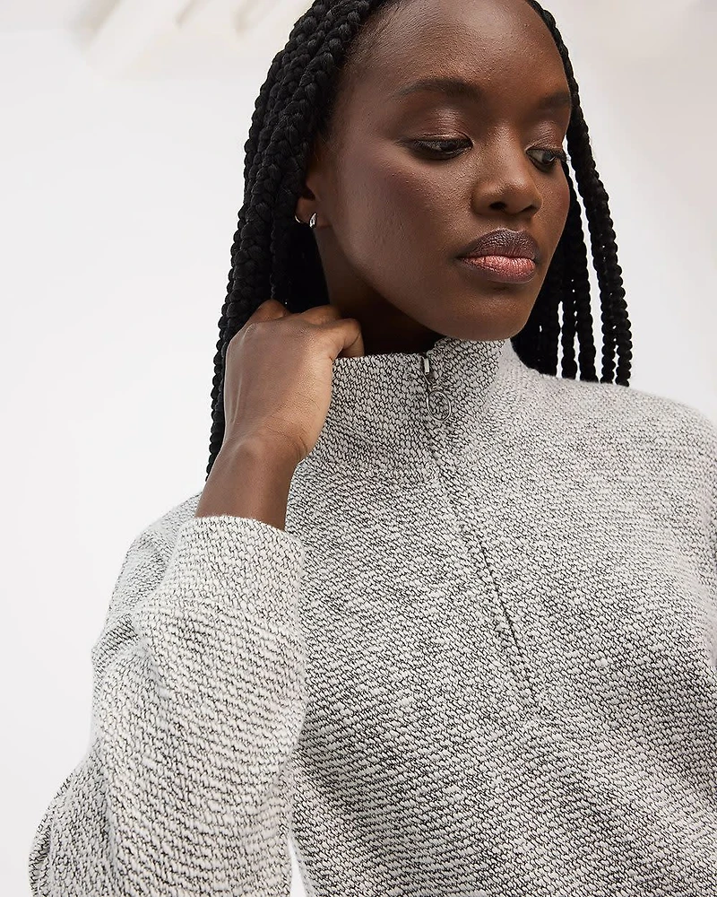 Long-Sleeve Mock-Neck Top with Half Zip