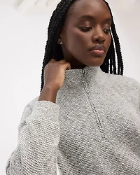 Long-Sleeve Mock-Neck Top with Half Zip