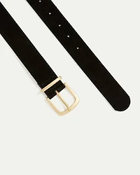 Suede Belt with Rectangular Buckle