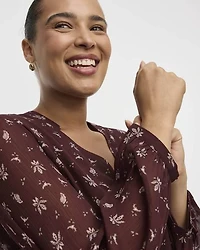 Volume-Sleeve V-Neck Blouse