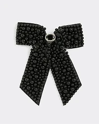 Bow Hair Clip with Black Beads