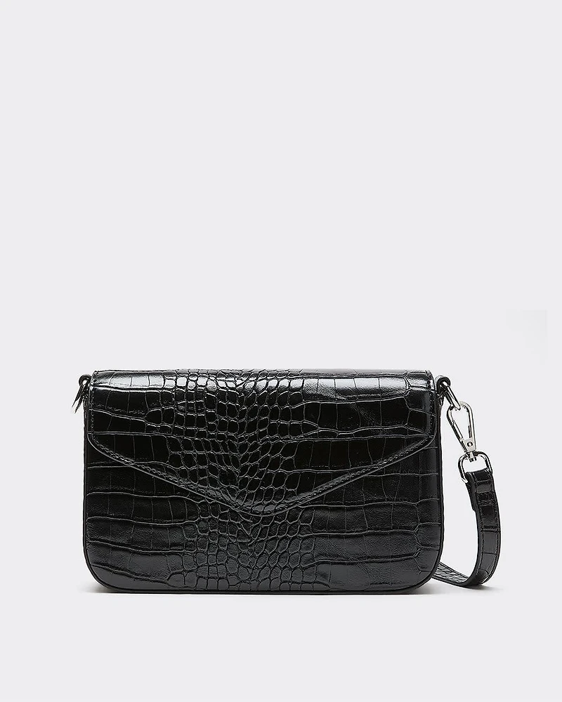 Faux Crocodile Leather Cross-Body Bag