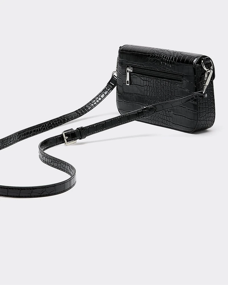 Faux Crocodile Leather Cross-Body Bag