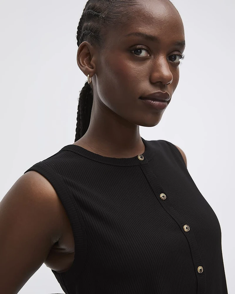 Buttoned-Down Crew-Neck Tank