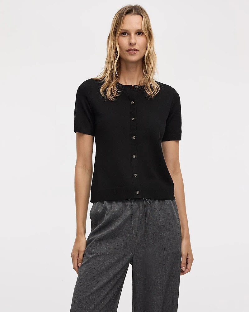 Short-Sleeve Buttoned-Down Cardigan