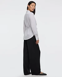 Striped Long-Sleeve Poplin Shirt with Self-Tie Sash