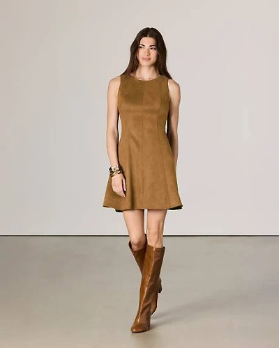Faux-Suede Sleeveless Fit-and-Flare Dress