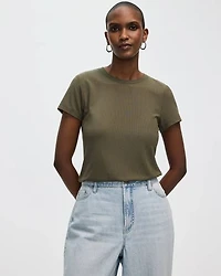 Ribbed Fitted Crew Neck T-Shirt
