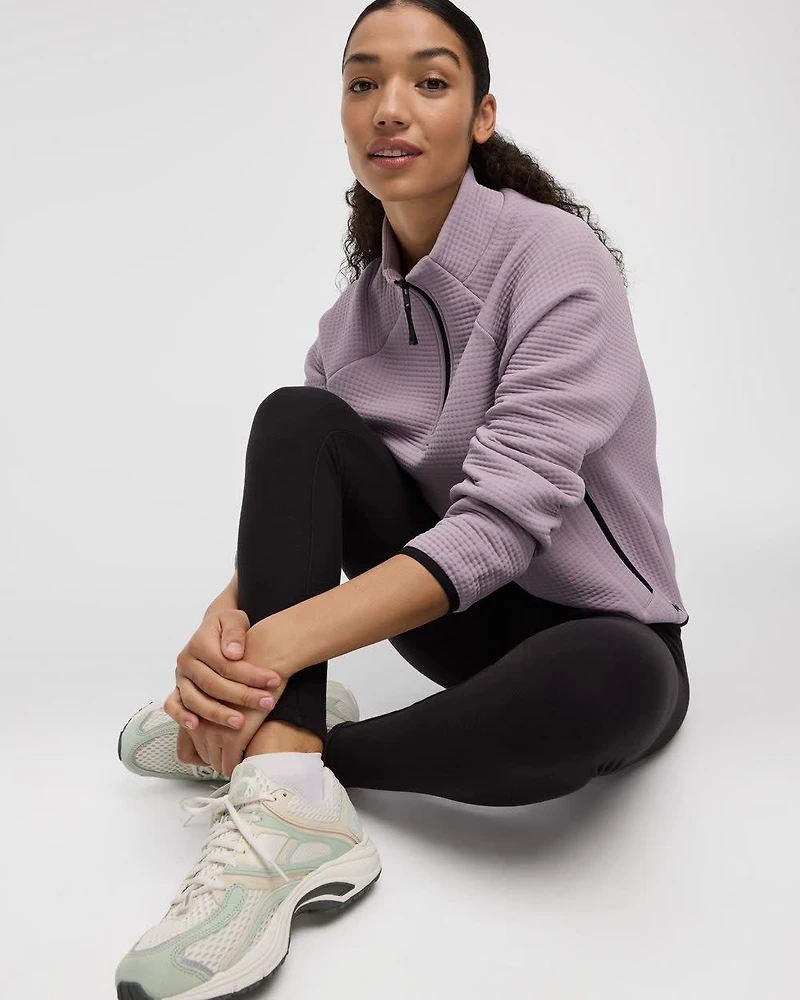 Long-Sleeve Half-Zip Mock-Neck Pullover
