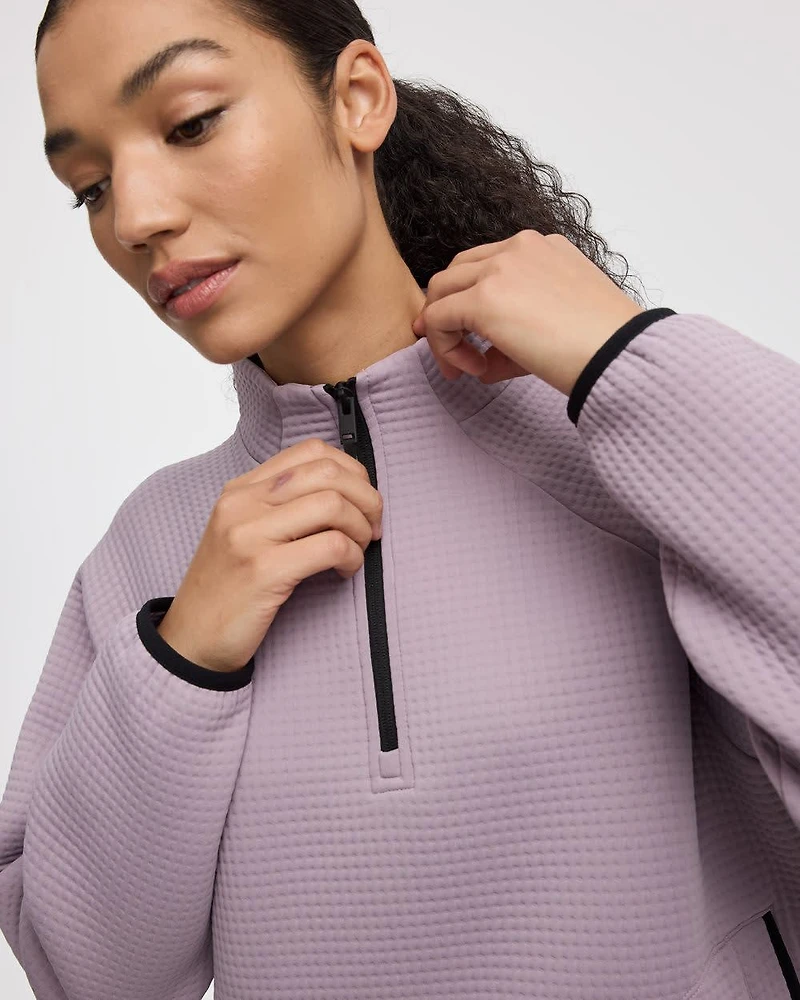 Long-Sleeve Half-Zip Mock-Neck Pullover