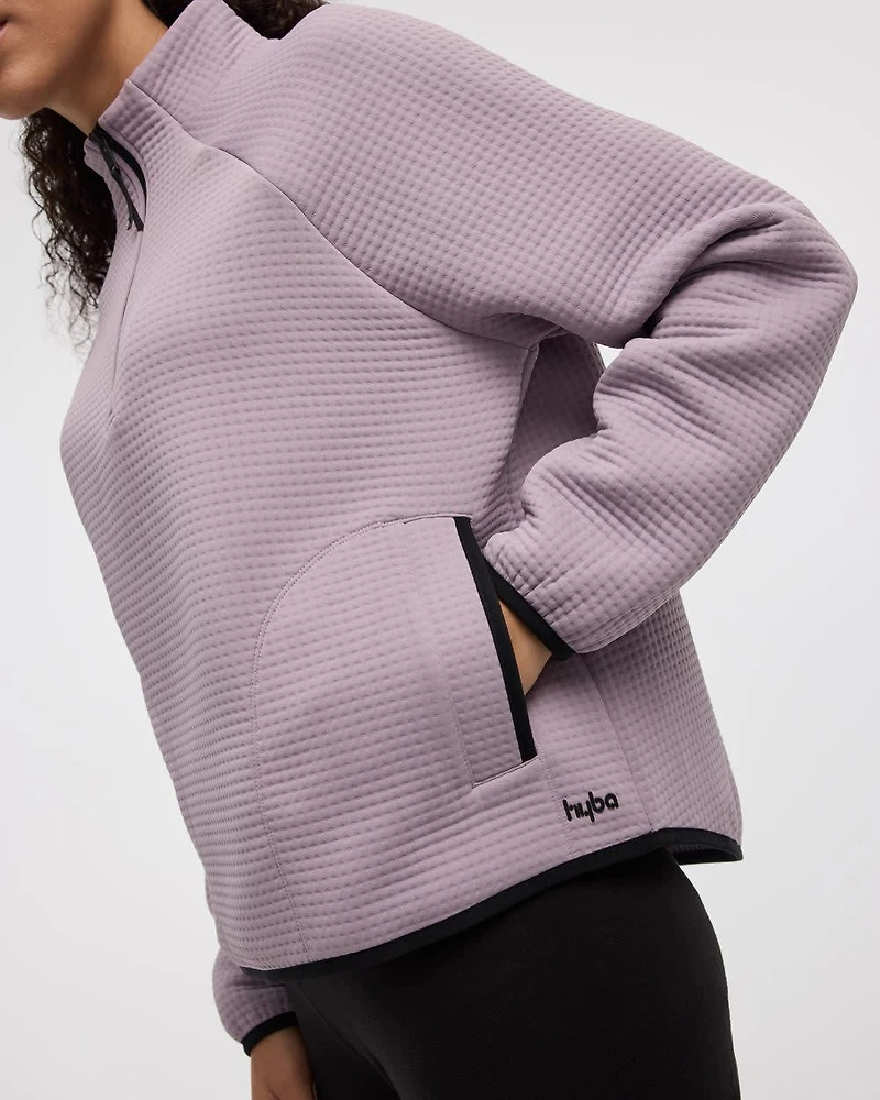 Long-Sleeve Half-Zip Mock-Neck Pullover
