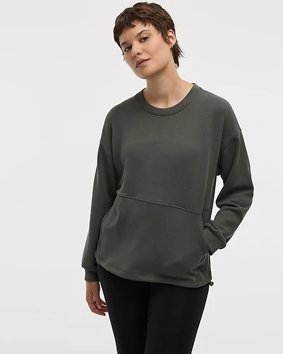 Long-Sleeve Crew-Neck Ottoman Pullover