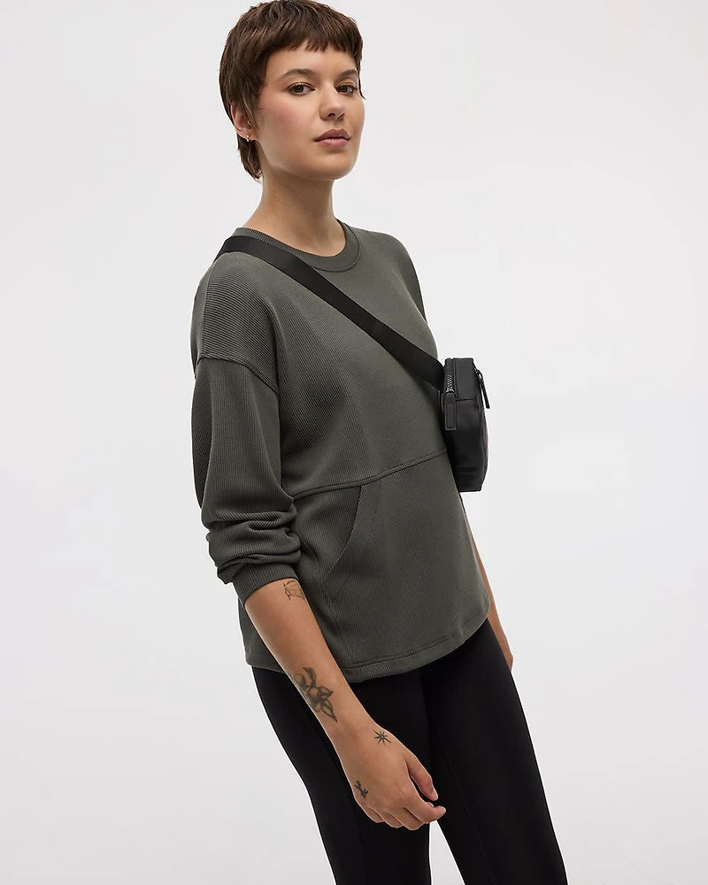 Long-Sleeve Crew-Neck Ottoman Pullover