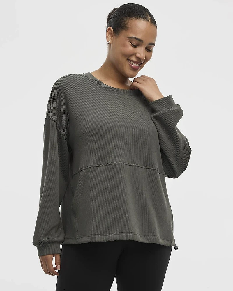 Long-Sleeve Crew-Neck Ottoman Pullover