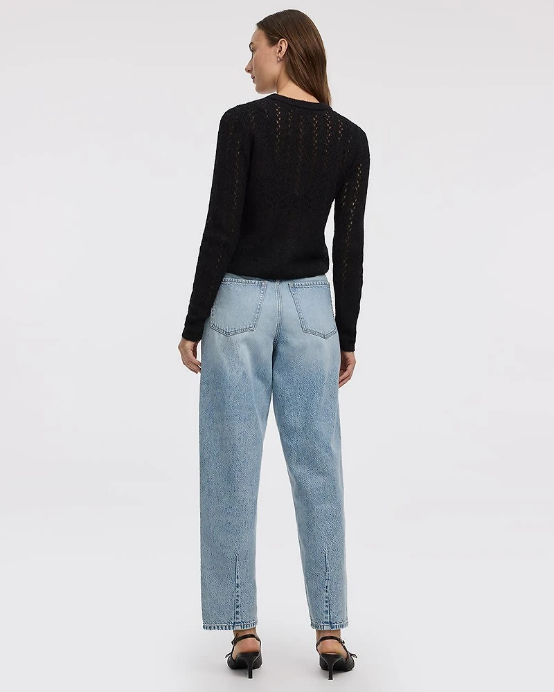 Long-Sleeve V-Neck Fancy-Stitch Cardigan