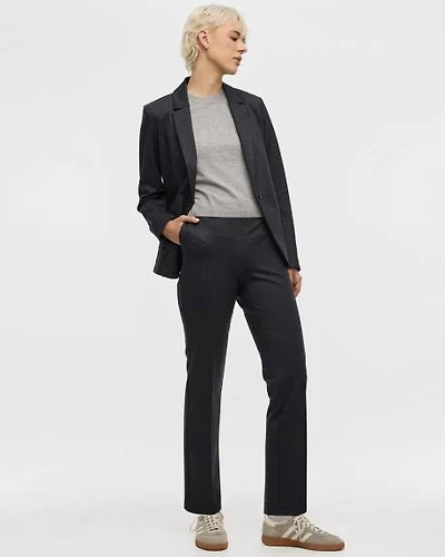 Pantalon pied-de-poule à taille haute et jambe droite