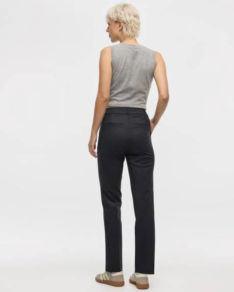 Pantalon pied-de-poule à taille haute et jambe droite
