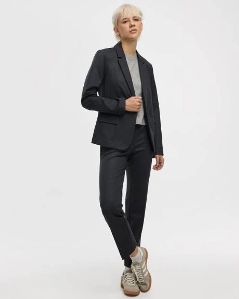 Pantalon pied-de-poule à taille haute et jambe droite