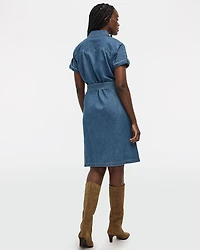 Short-Sleeve Buttoned-Down Denim Dress