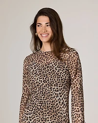 Long-Sleeve Mesh Mini Dress