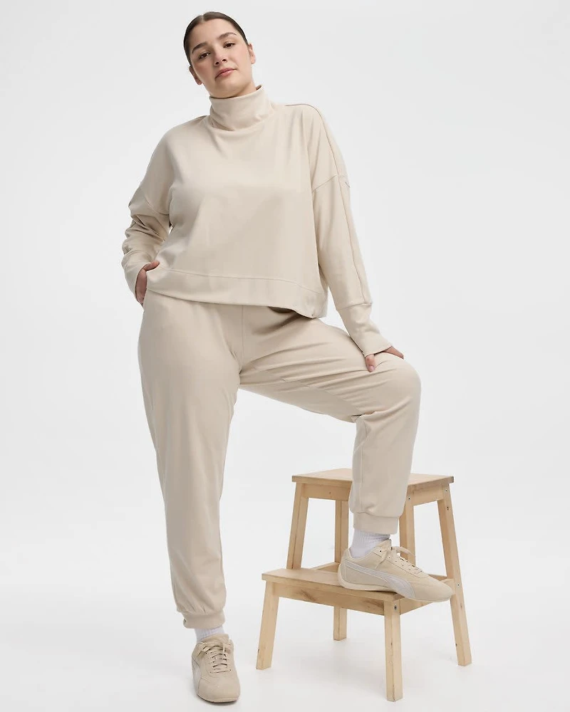 Long-Sleeve Mock-Neck Pullover